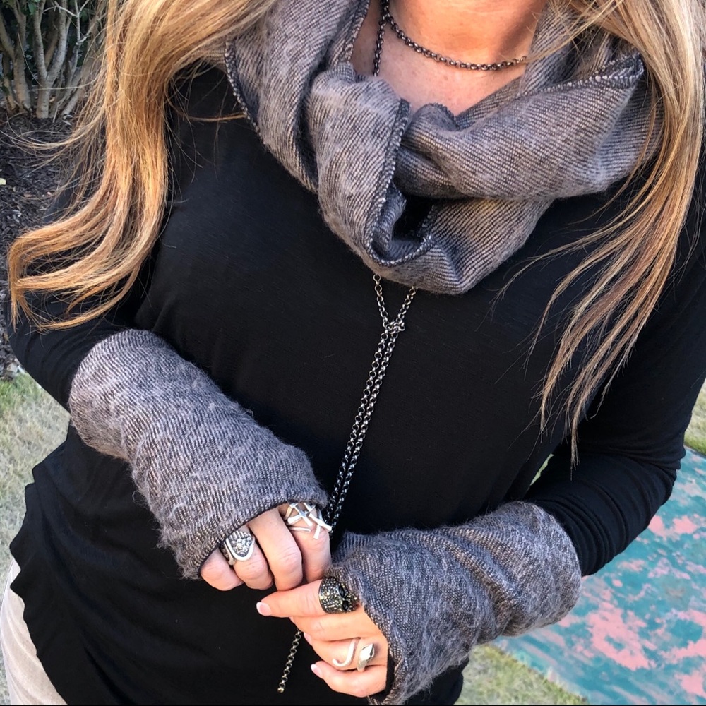 Smoke Skinny Scarf Boho 100% Wool from Nepal